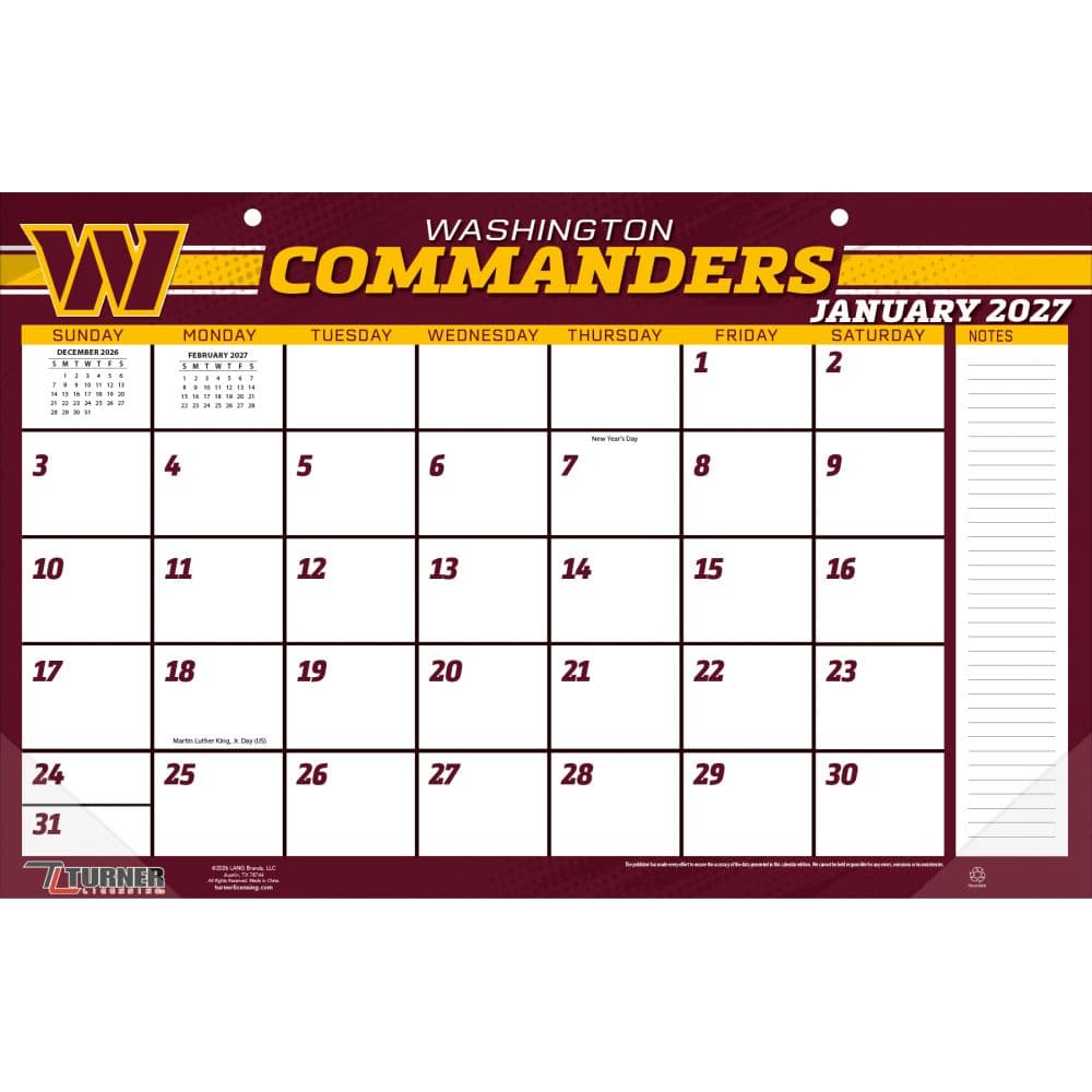 image NFL Washington Commanders 2027 Small Desk Pad Main Product Image
