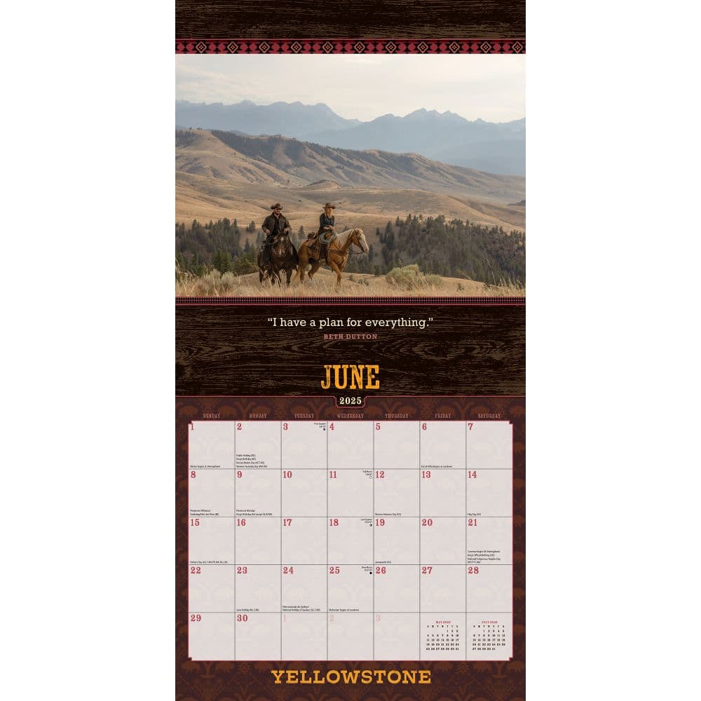 Yellowstone TV 2025 Wall Calendar Eighth Alternate Image