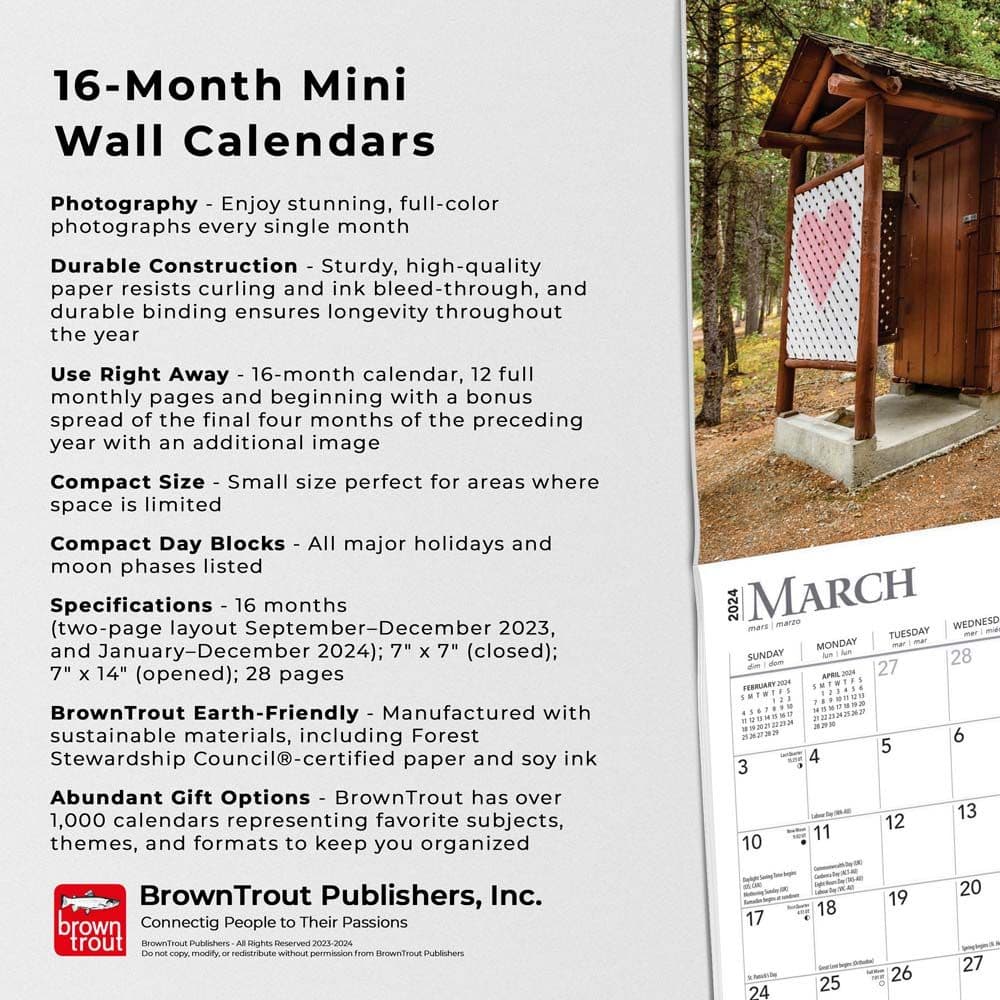 Outhouses 2024 Mini Wall Calendar Fourth Alternate Image width=&quot;1000&quot; height=&quot;1000&quot;