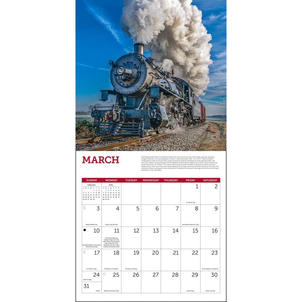 Steam Trains 2025 Wall Calendar