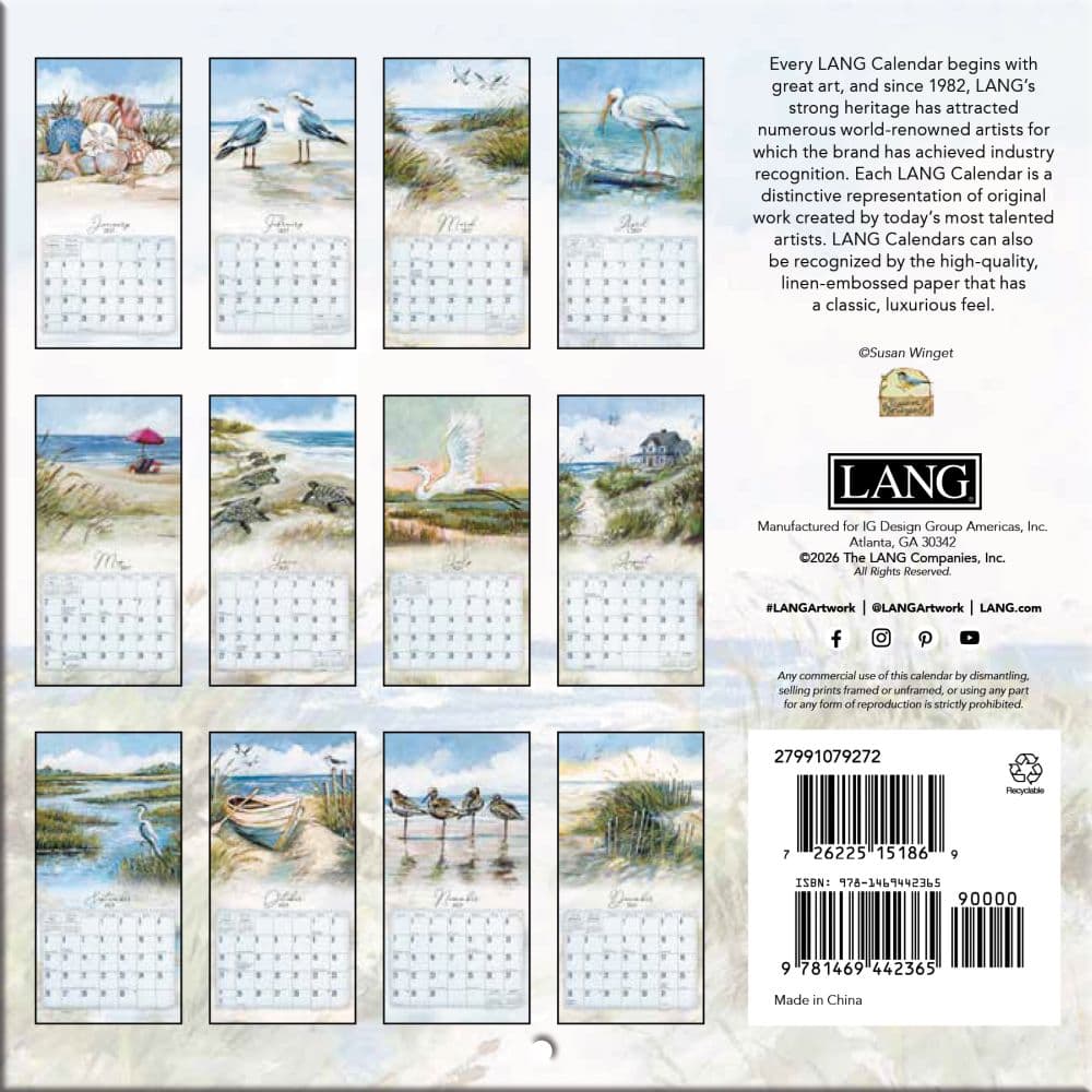 Coastal Shores 2027 Mini Wall Calendar by Susan Winget First Alternate 
Image