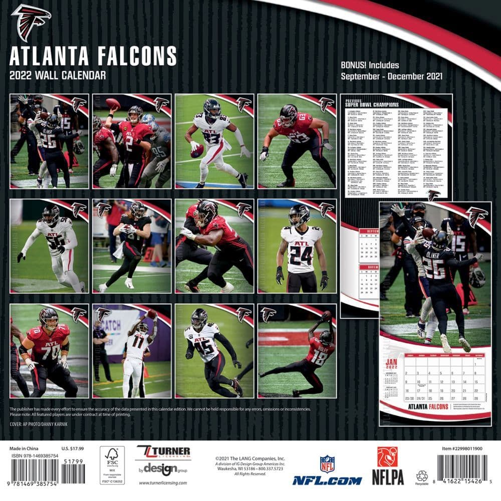 Atlanta Falcons 2022 Wall Calendar - Calendars.com