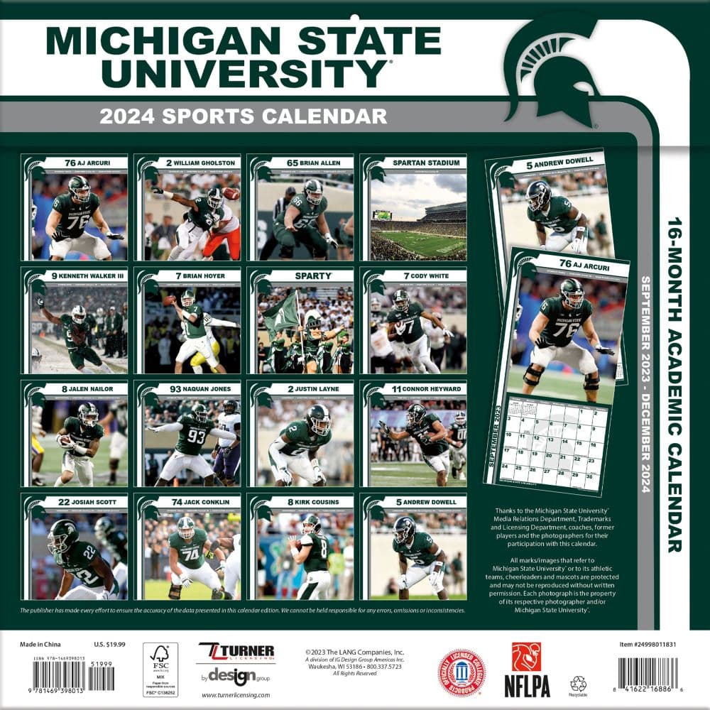 COL Michigan State Spartans 2024 Wall Calendar First Alternate Image width=&quot;1000&quot; height=&quot;1000&quot;