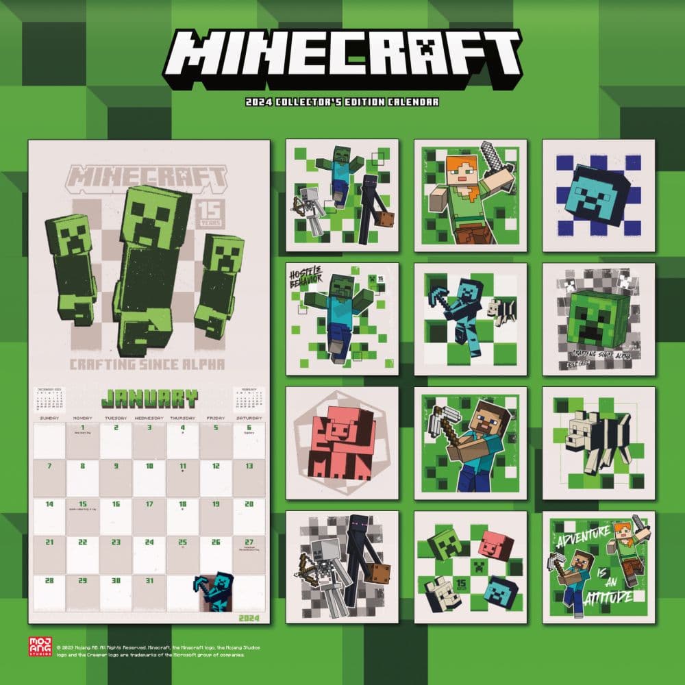 Minecraft 15 Year Collector&#39;s Edition 2024 Wall Calendar Alt1