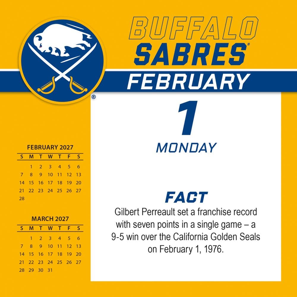NHL Buffalo Sabres 2027 Desk Calendar Second Alternate Image