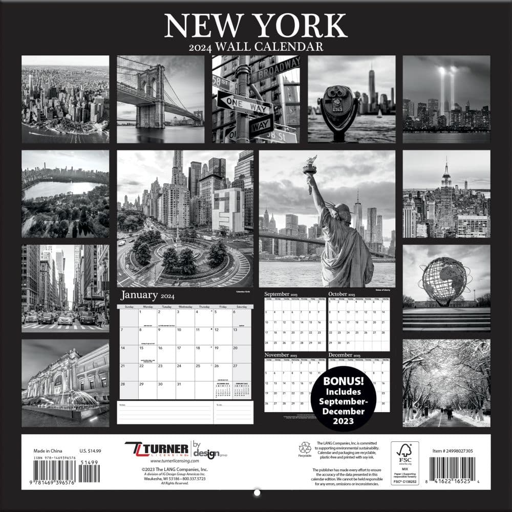 New York 2025 Wall Calendar