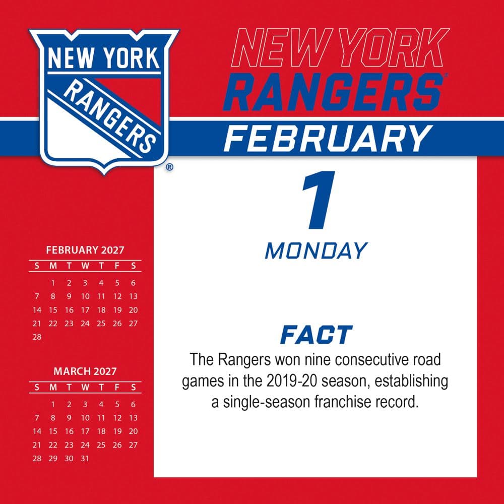 NHL New York Rangers 2027 Desk Calendar Third Alternate Image