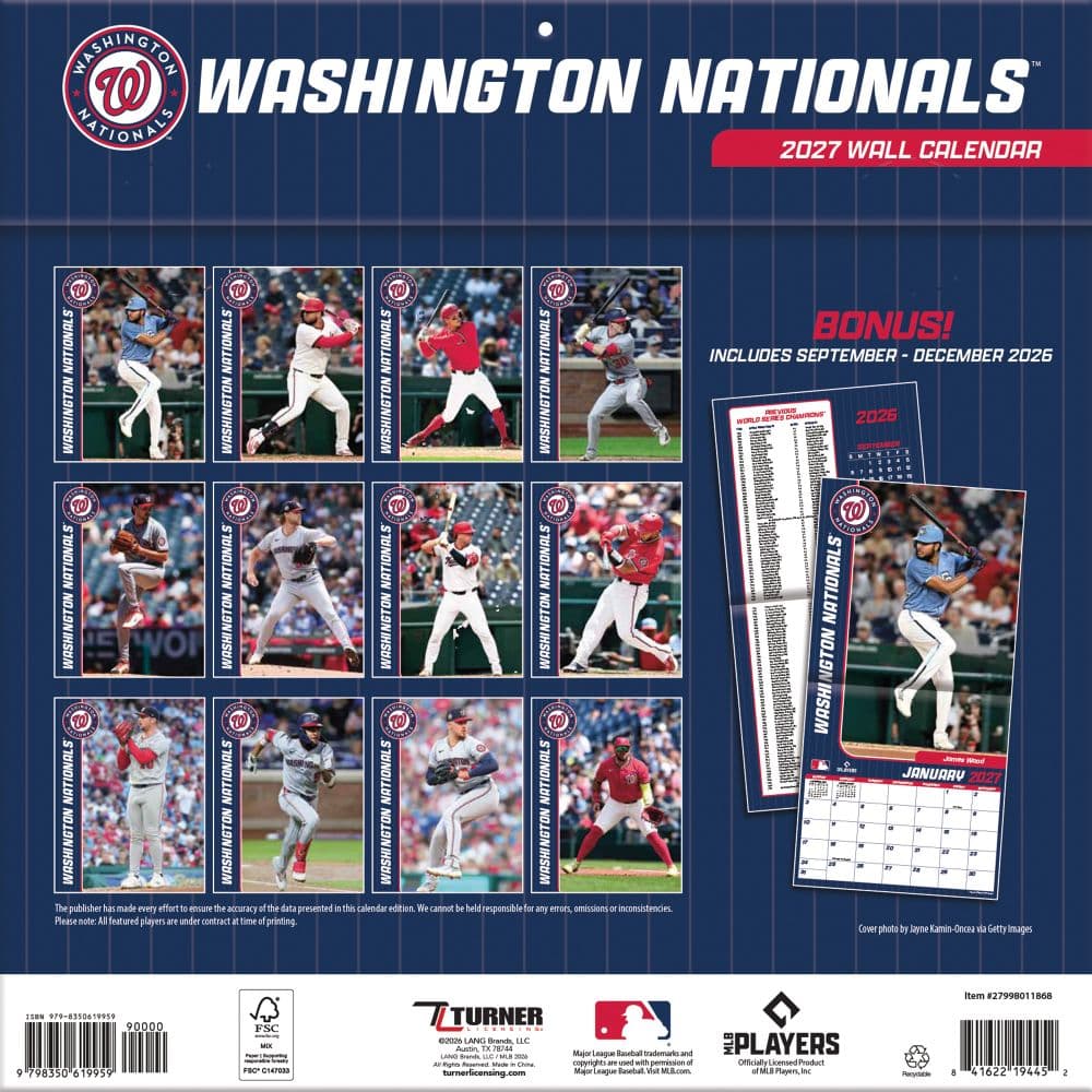 MLB Washington Nationals 2027 Wall Calendar First Alternate Image