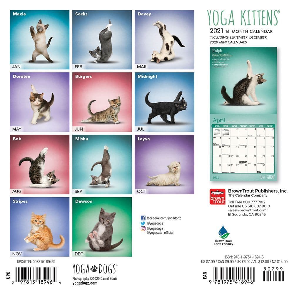 Yoga Kittens Mini Wall Calendar