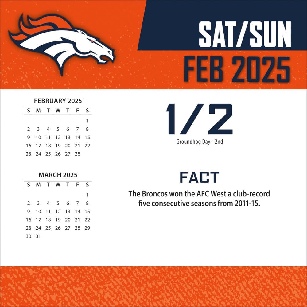 NFL Denver Broncos 2025 Desk Calendar Second Alternate Image