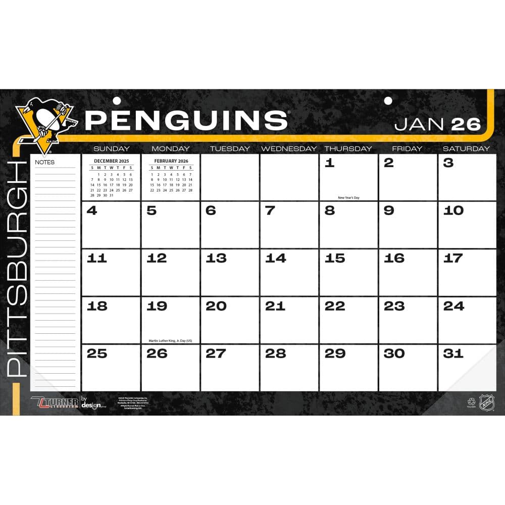 image NHL Pittsburgh Penguins Small 2026 Desk Pad