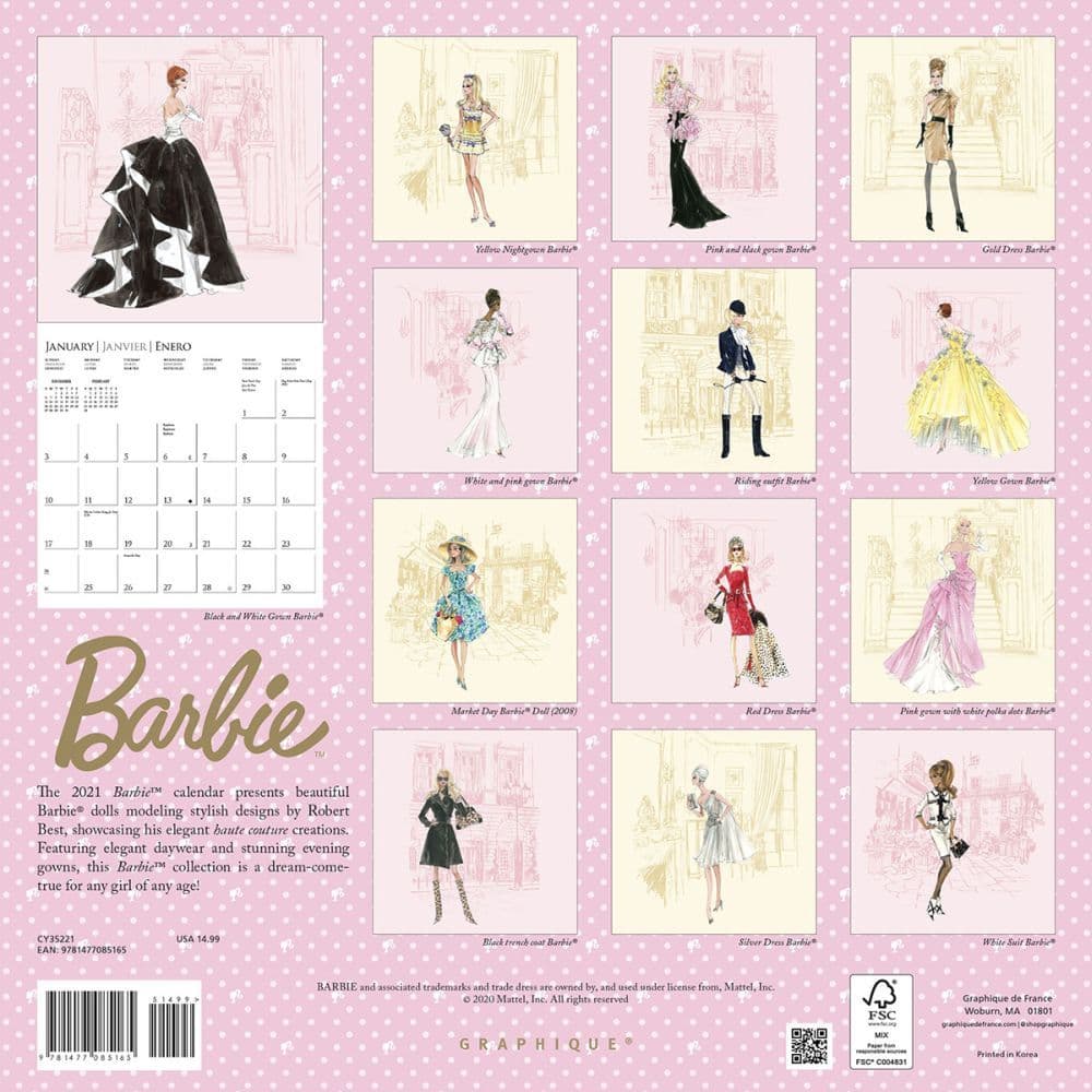 Barbie Fashion Collection Wall Calendar - Calendars.com