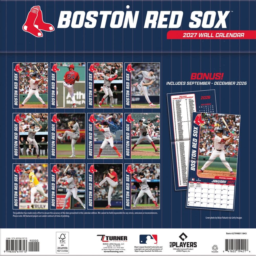 MLB Boston Red Sox 2027 Wall Calendar First Alternate Image