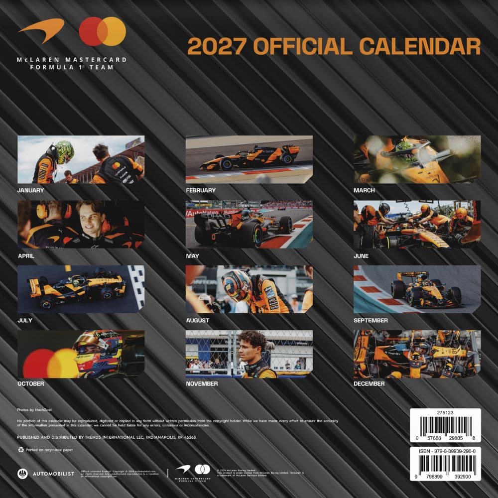 McLaren Racing 2027 Wall Calendar First Alternate Image