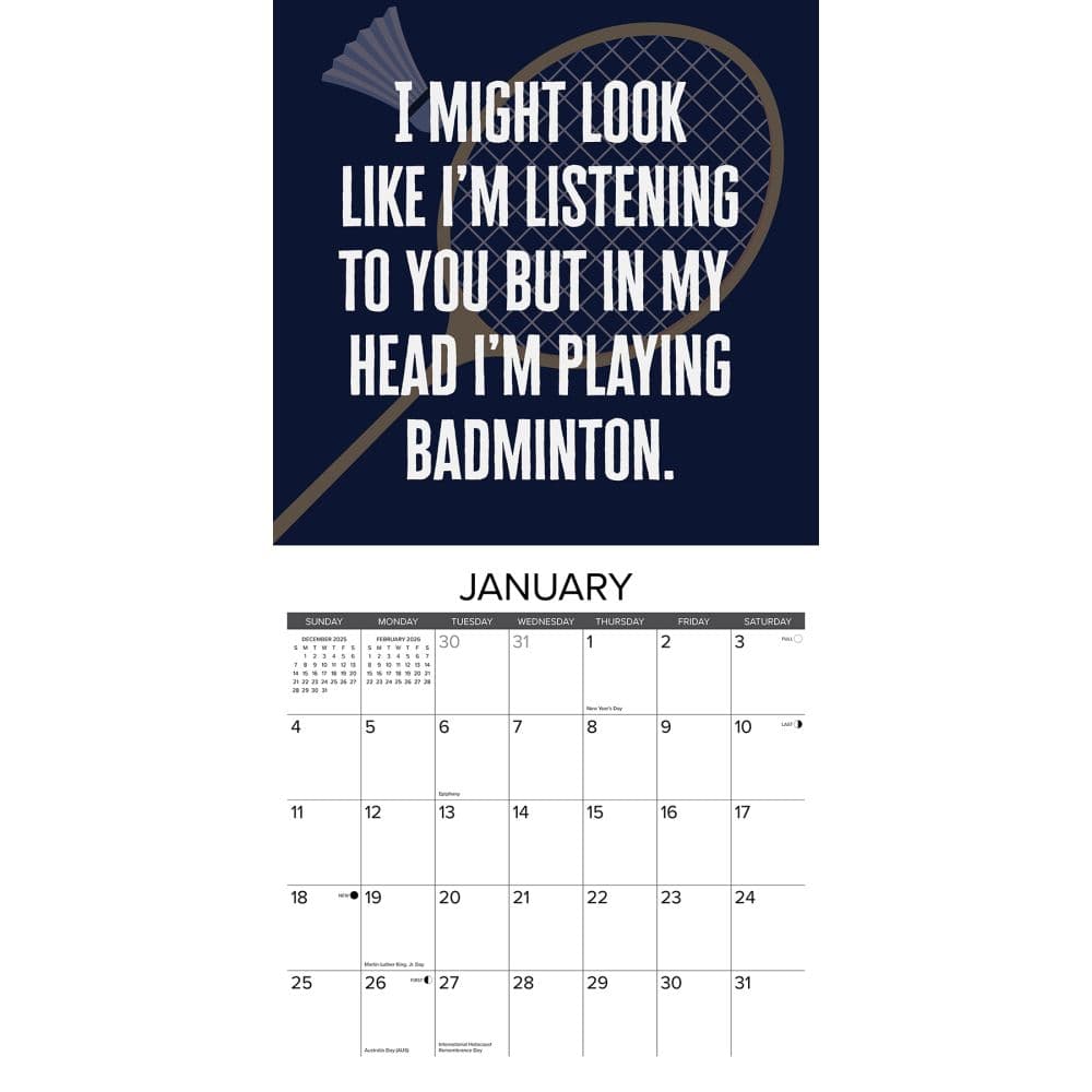 Badminton 2026 Wall Calendar Second Alternate Image