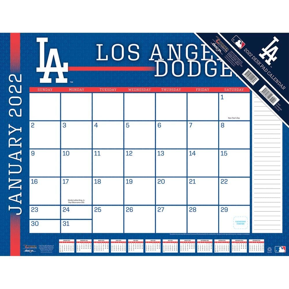 MLB Los Angeles Dodgers 2022 Desk Pad - Calendars.com