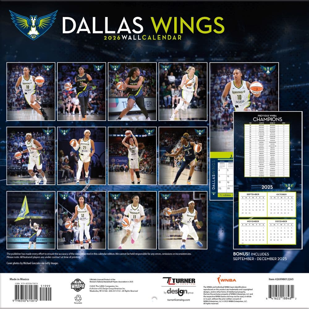 Dallas Wings 2026 Wall Calendar First Alternate Image