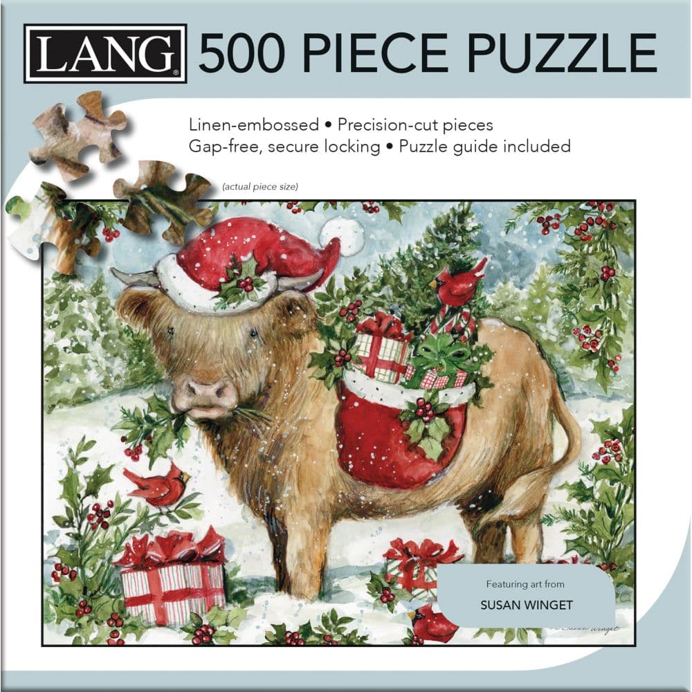 Holiday Highland Cow 500 Piece Puzzle First Alternate Image
