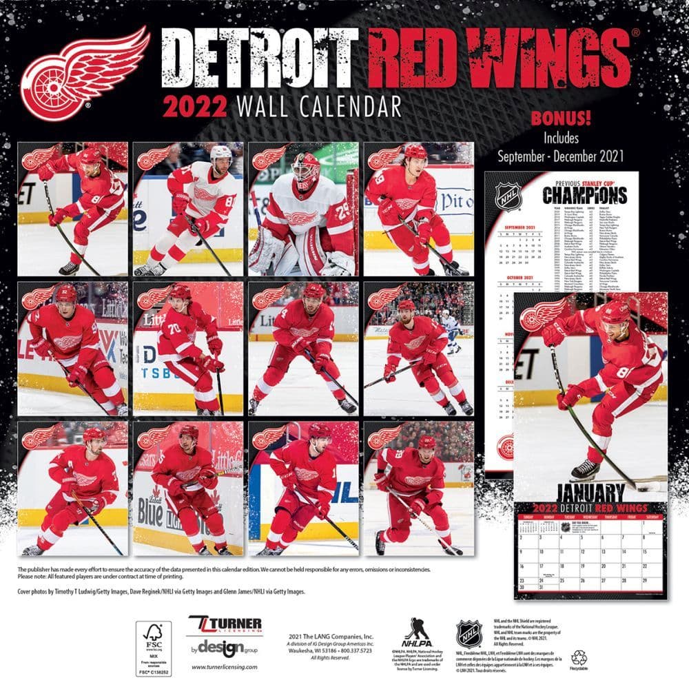 Red Wings 2022 Schedule Detroit Red Wings 2022 Wall Calendar - Calendars.com