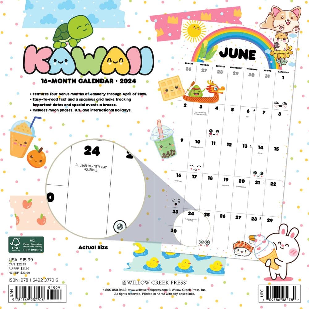 Kawaii 2024 Wall Calendar - Calendars.com