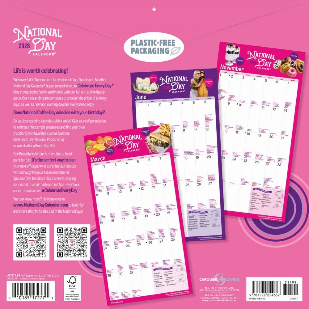 National Day 2026 Wall Calendar First Alternate Image