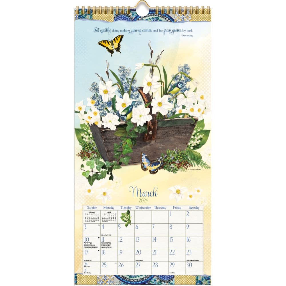 Garden Botanicals Vertical 2024 Wall Calendar