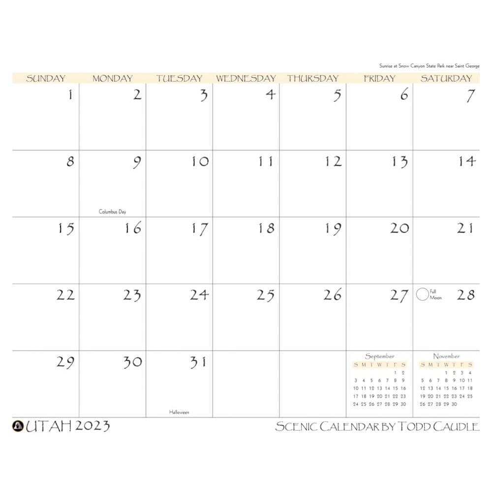 Utah Calendar 2023 Utah 2023 Wall Calendar - Calendars.com