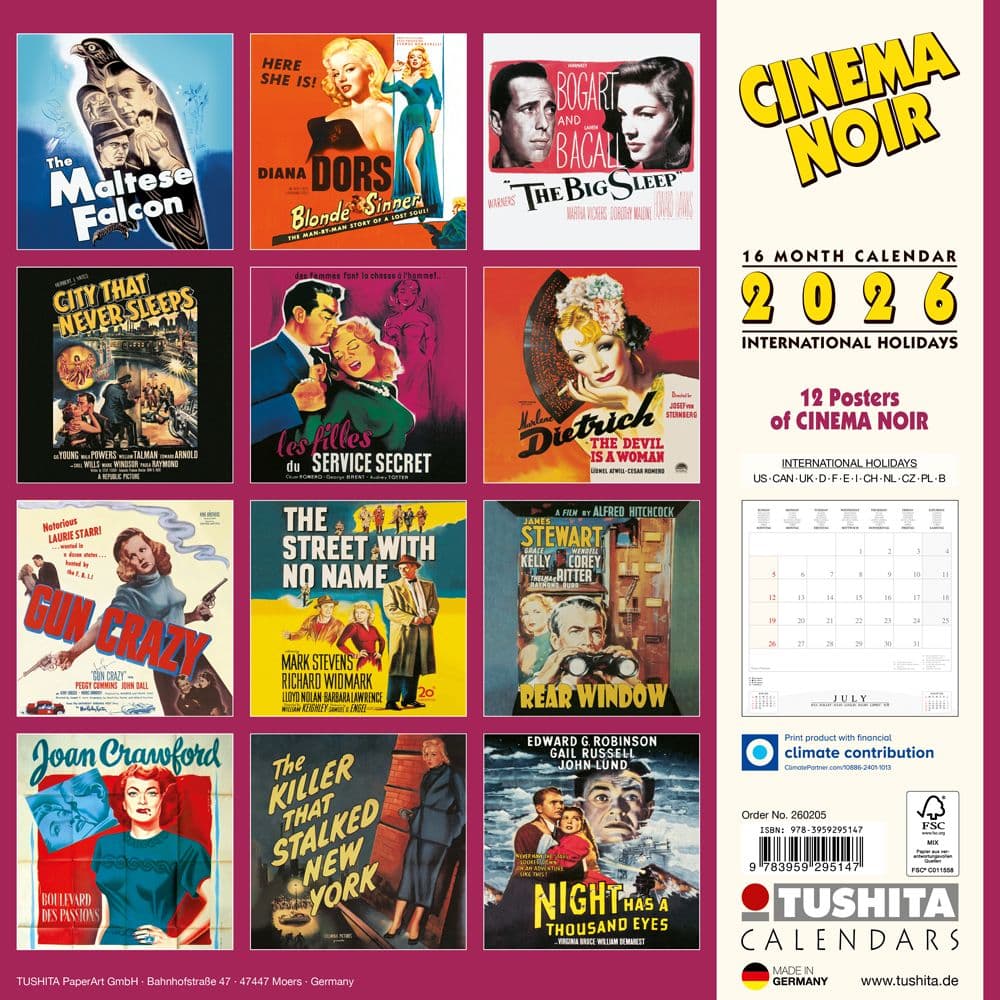 Cinema Noir 2026 Wall Calendar First Alternate Image
