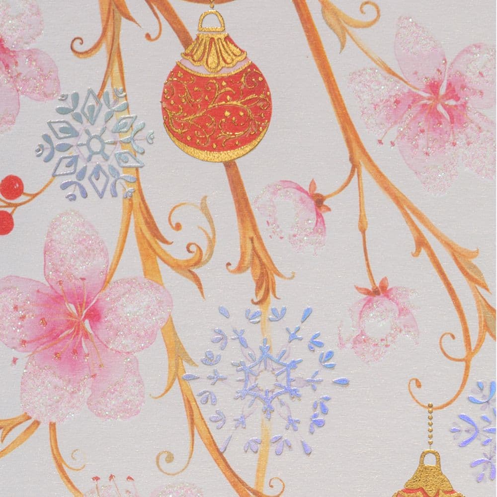 Pink Ornaments with Peace 8 Count Boxed Christmas Cards Fourth Alternate Image width="1000" height="1000"