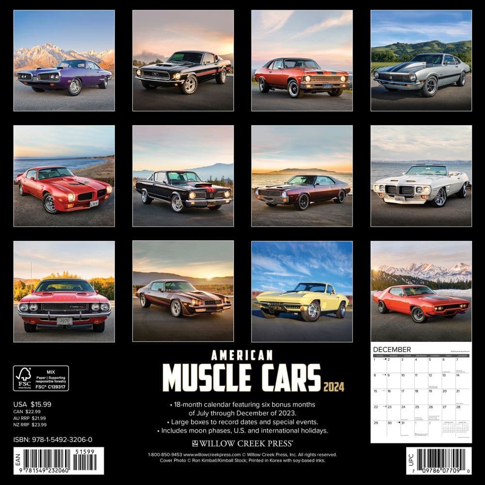 American Muscle Cars 2024 Wall Calendar