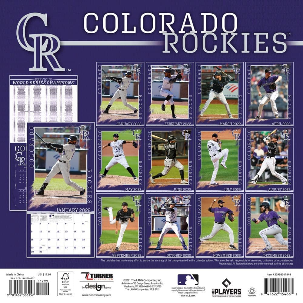 Rockies Home Schedule 2022 Mlb Colorado Rockies 2022 Wall Calendar - Calendars.com