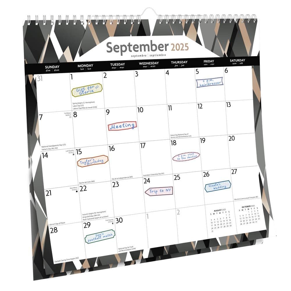 Ebony And Ivory Spiral 2025 Wall Calendar Third Alternate Image
