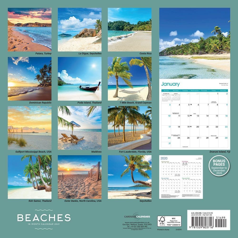 Beaches Wall Calendar - Calendars.com