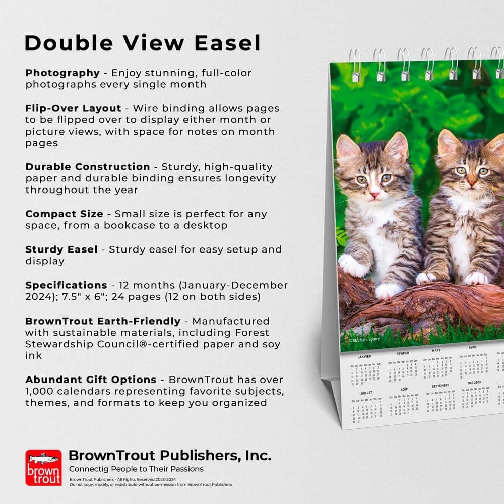 Double Chatons 2024 Easel Desk Calendar Fourth Alternate Image width=&quot;1000&quot; height=&quot;1000&quot;