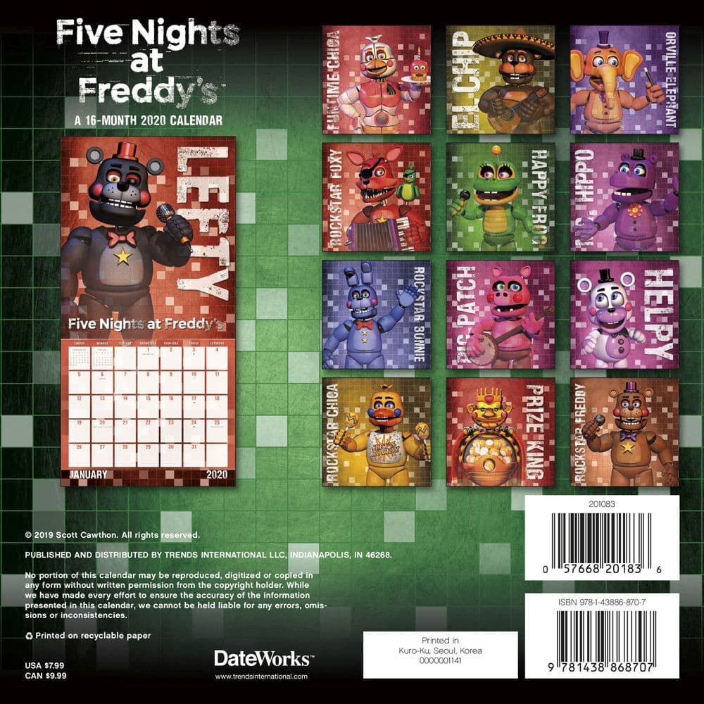 Five Nights at Freddys Mini Wall Calendar