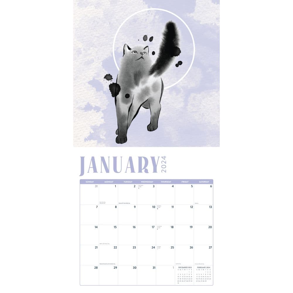 Illustrated Cats 2024 Wall Calendar Second Alternate Image width=&quot;1000&quot; height=&quot;1000&quot;