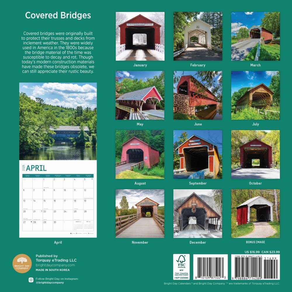 Covered Bridges 2025 Wall Calendar First Alternate Image width="1000" height="1000"