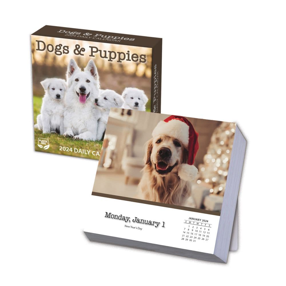 Dogs And Puppies 2025 Desk Calendar