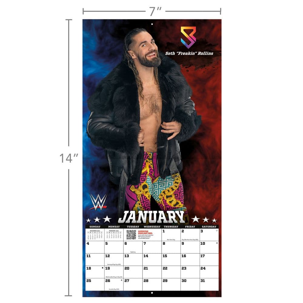 WWE Superstars 2026 Mini Wall Calendar Fourth Alternate Image