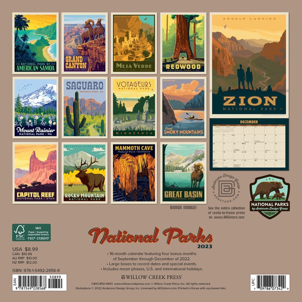 National Parks ADG 2023 Mini Wall Calendar - Calendars.com