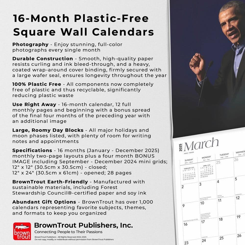 Obama President 2025 Wall Calendar Fifth Alternate Image