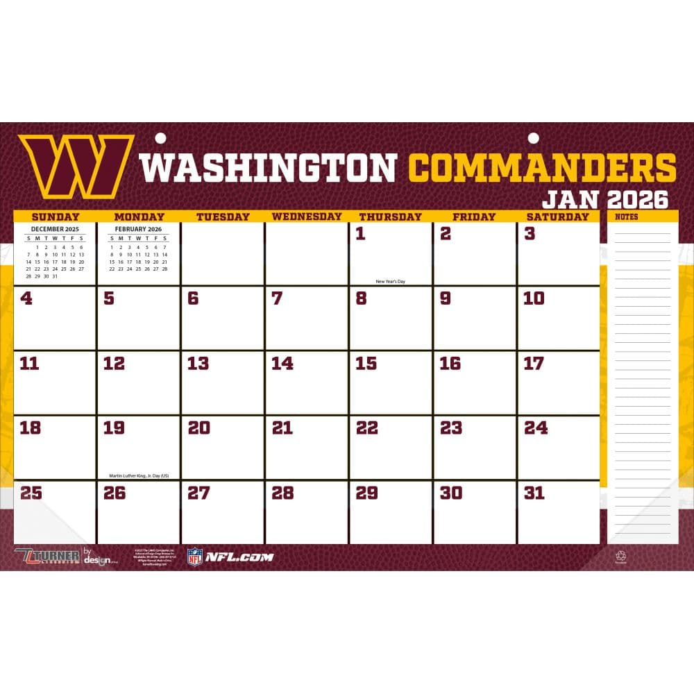image NFL Washington Commanders 2026 Small Desk Pad