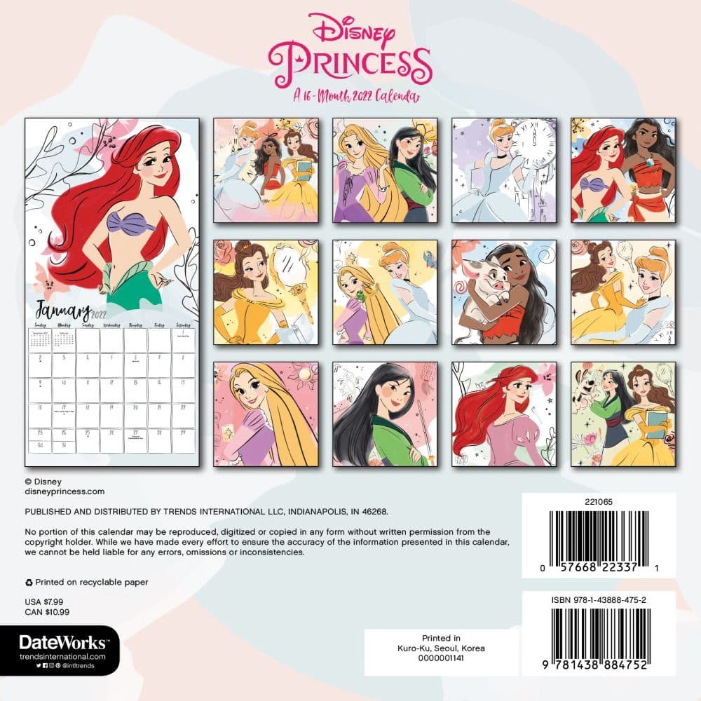 Disney Princess 2022 Mini Wall Calendar - Calendars.com