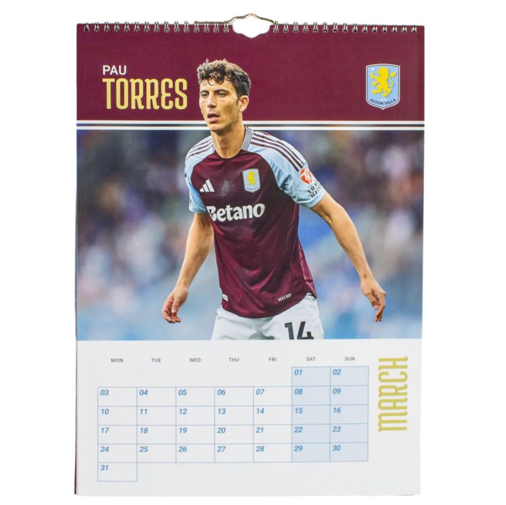 Aston Villa FC Poster 2025 Wall Calendar Third Alternate Image