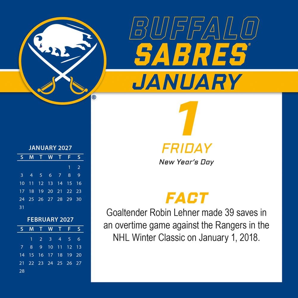 NHL Buffalo Sabres 2027 Desk Calendar First Alternate Image