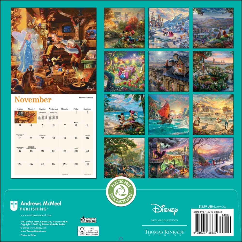 Kinkade Disney Collection 2024 Wall Calendar