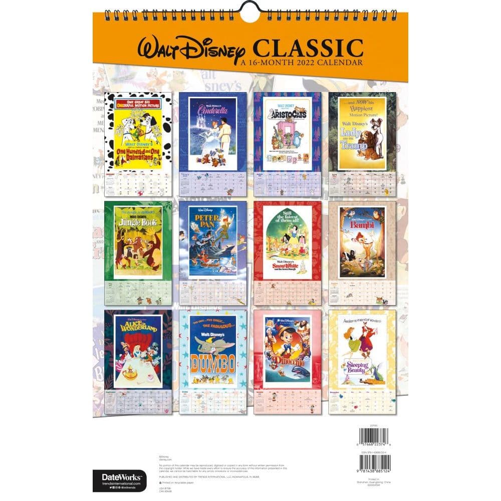 disney classic 2022 poster wall calendar calendars com