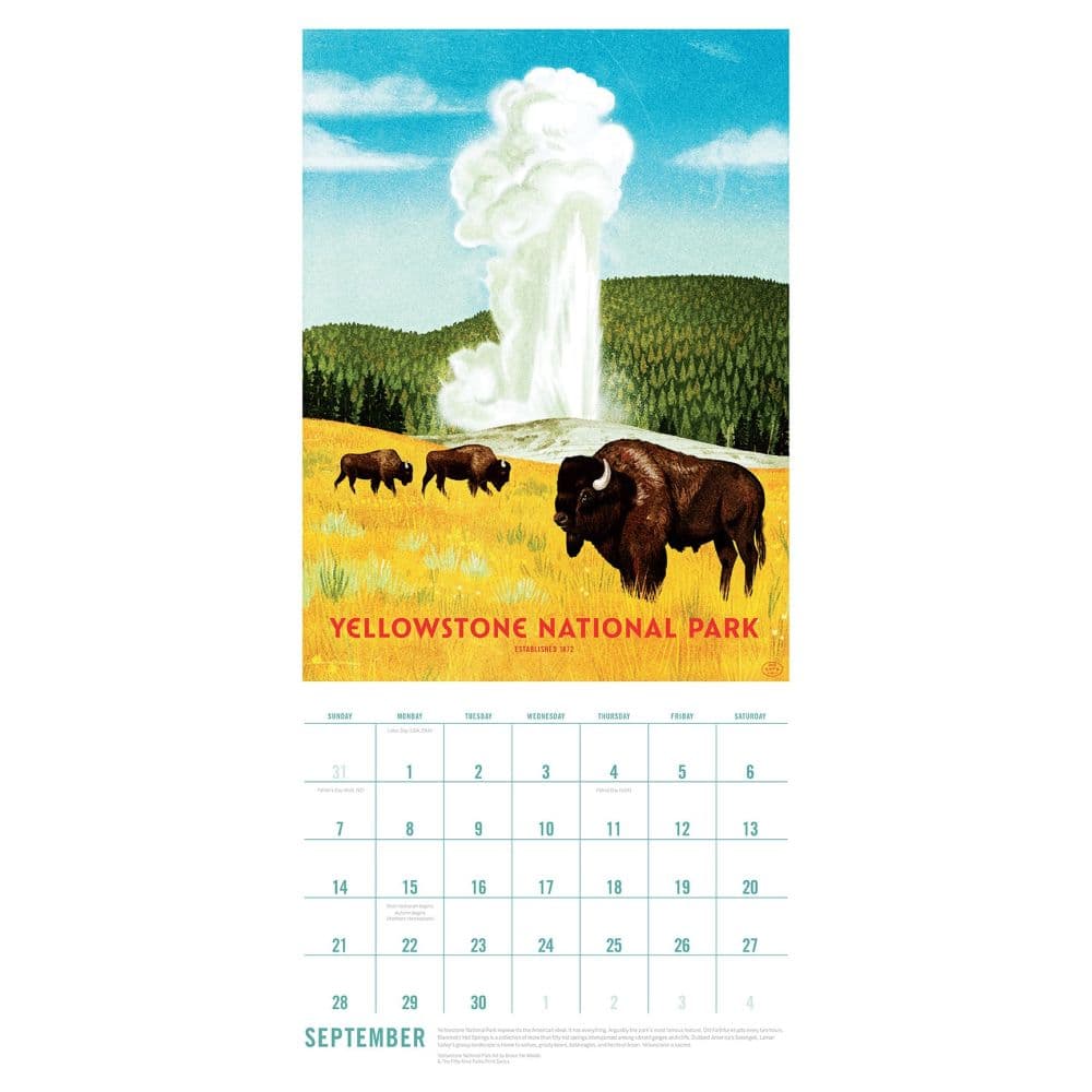 Art of the National Parks 2025 Wall Calendar Alt2