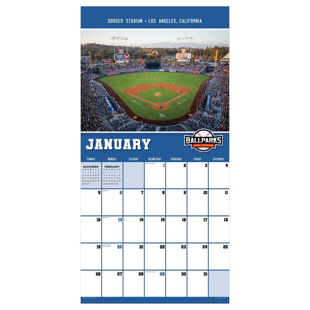 Ballparks 2025 Wall Calendar January