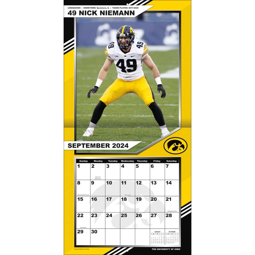 COL Iowa Hawkeyes 2025 Wall Calendar First Alternate Image